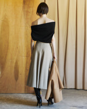 Wool Suiting Flare Skirt In Tapue