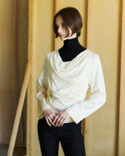 Satin Draped Blouse In Ivory