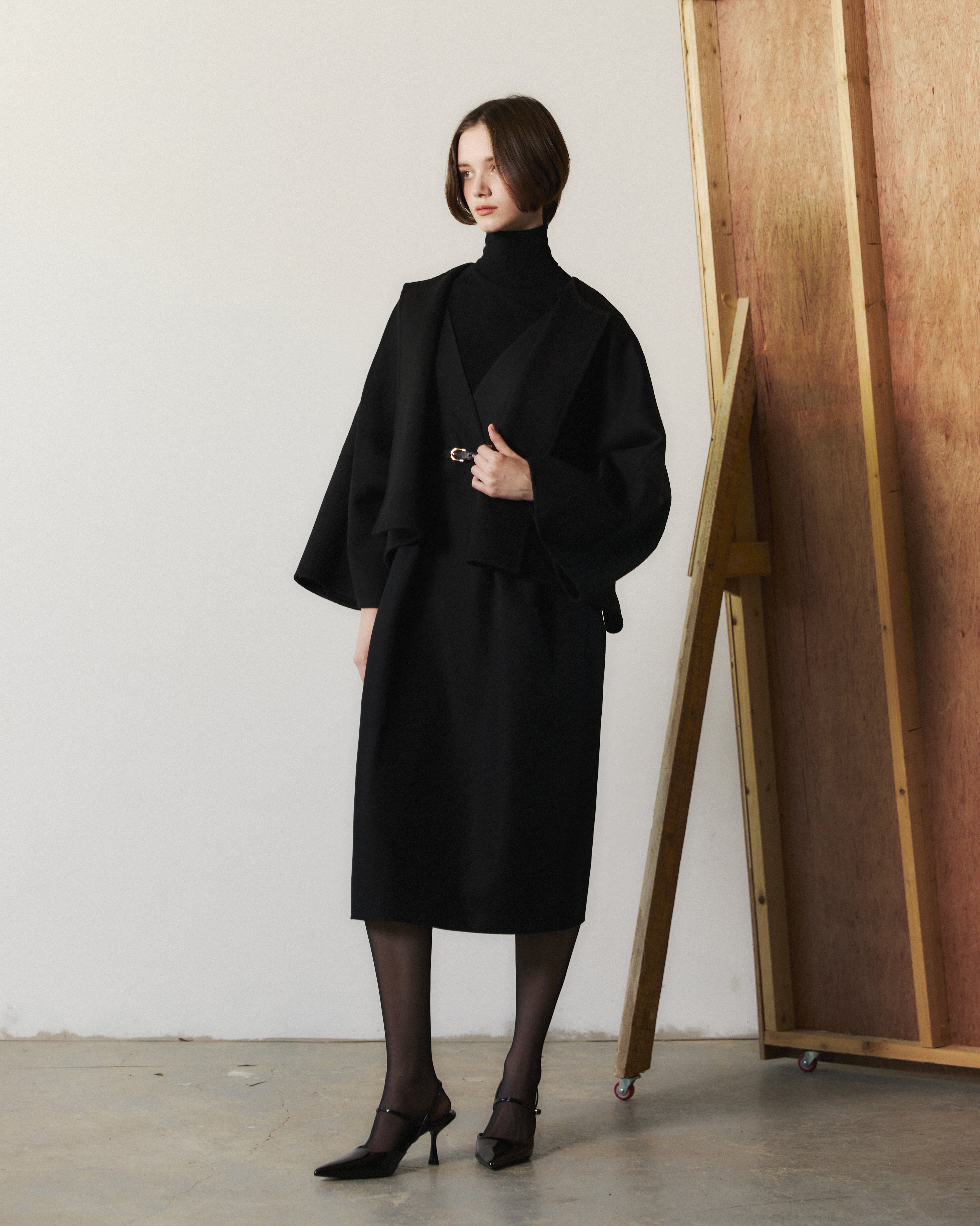 Cape Handmade Half Coat In Black