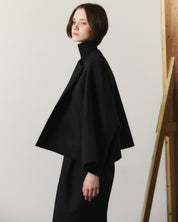 Cape Handmade Half Coat In Black