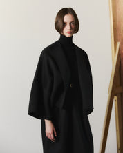 Cape Handmade Half Coat In Black