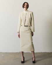 Canvas Cropped Jacket In Light Beige