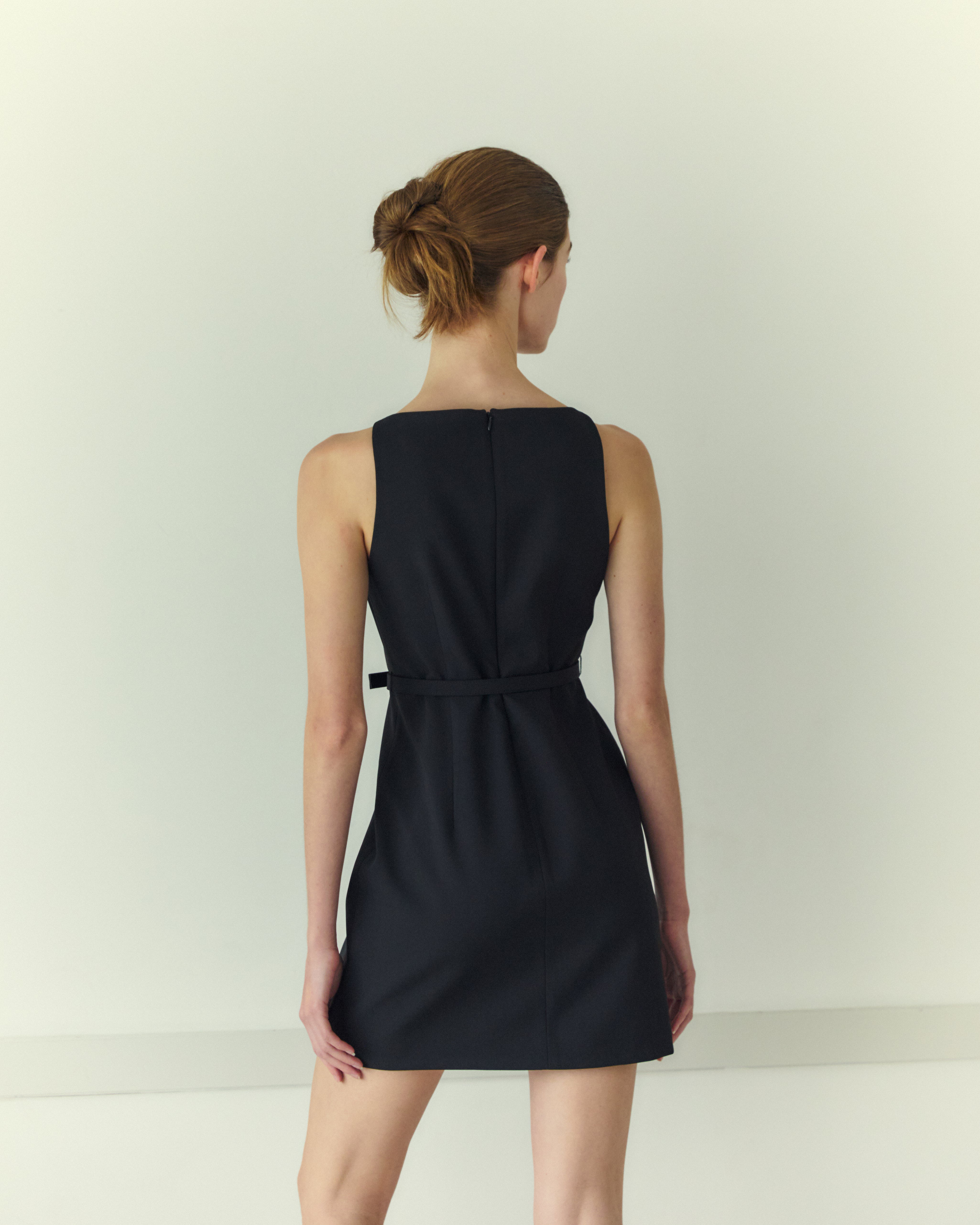 Belted Mini Dress In Black