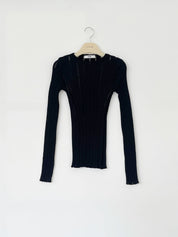 Destroyed Boat-neck Knit Pullover In Black