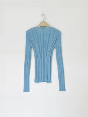 Destroyed Boat-neck Knit Pullover In Blue