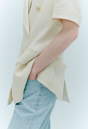 Linen Double-breasted Jacket In Butter