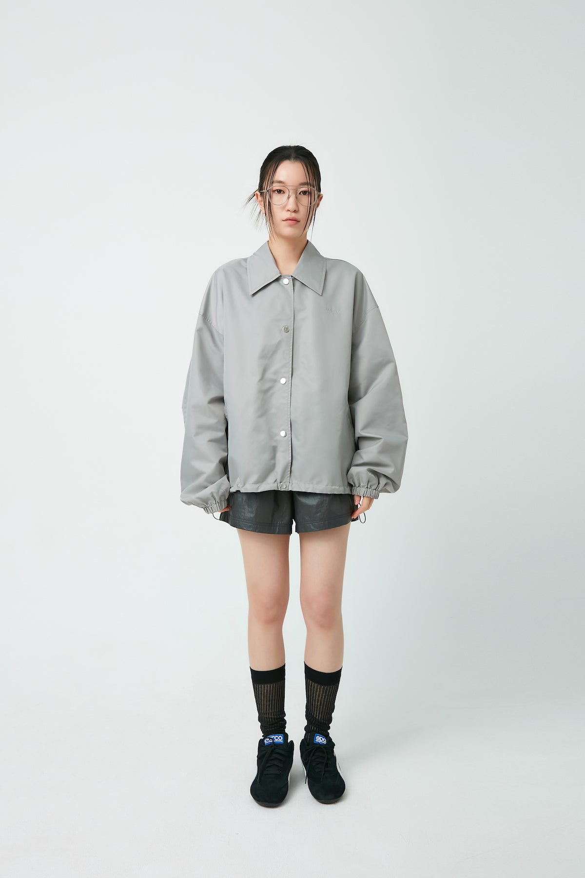 Loose Fit Coach Jacket In Gray