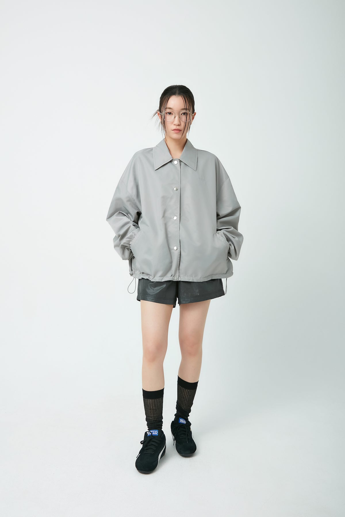 Loose Fit Coach Jacket In Gray