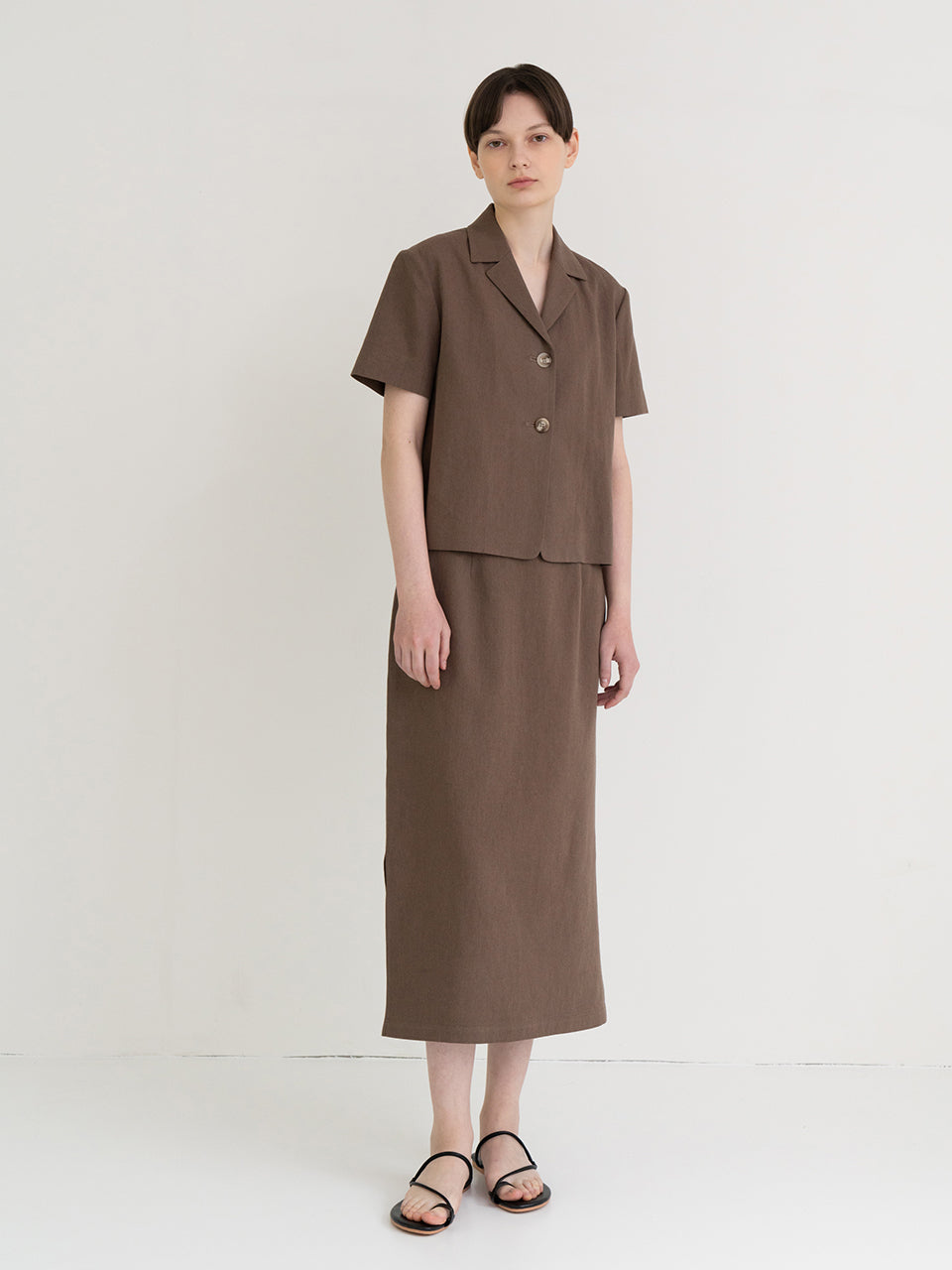 Linen Wearable H-Line Skirt In D/Brown