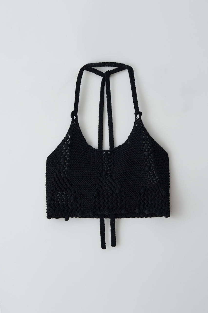 Halter Crochet Knit In Black