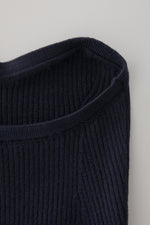 New Cable Line Knit Bustier In Navy