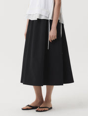 Shirring Long Skirt In Black
