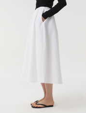 Shirring Long Skirt In White