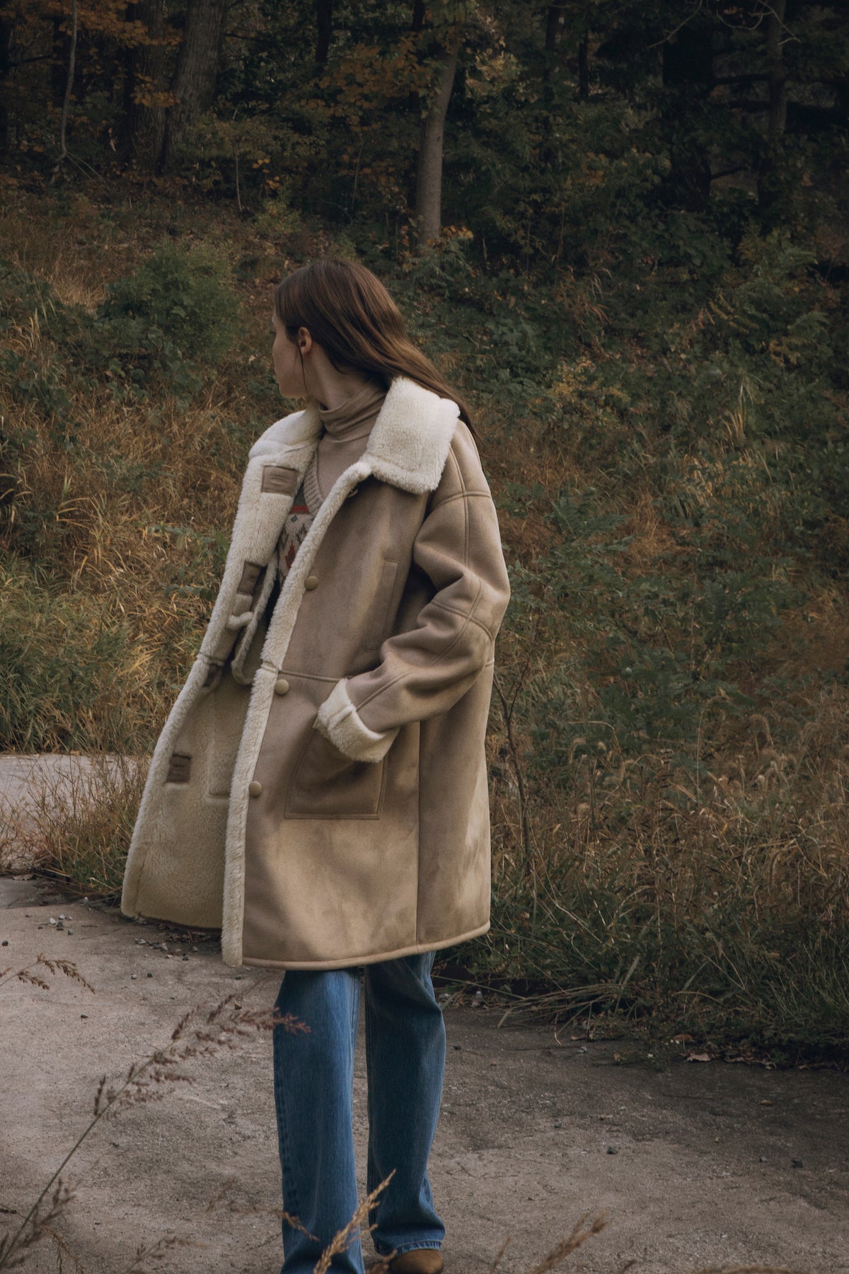 Fake Suede Long Mustang In Sand Beige