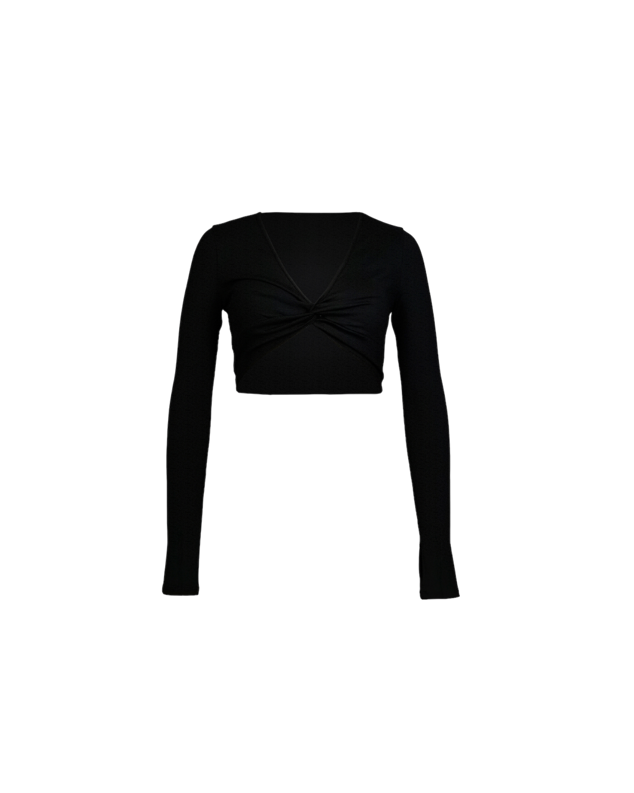 Knot Front Long Sleeve In Black