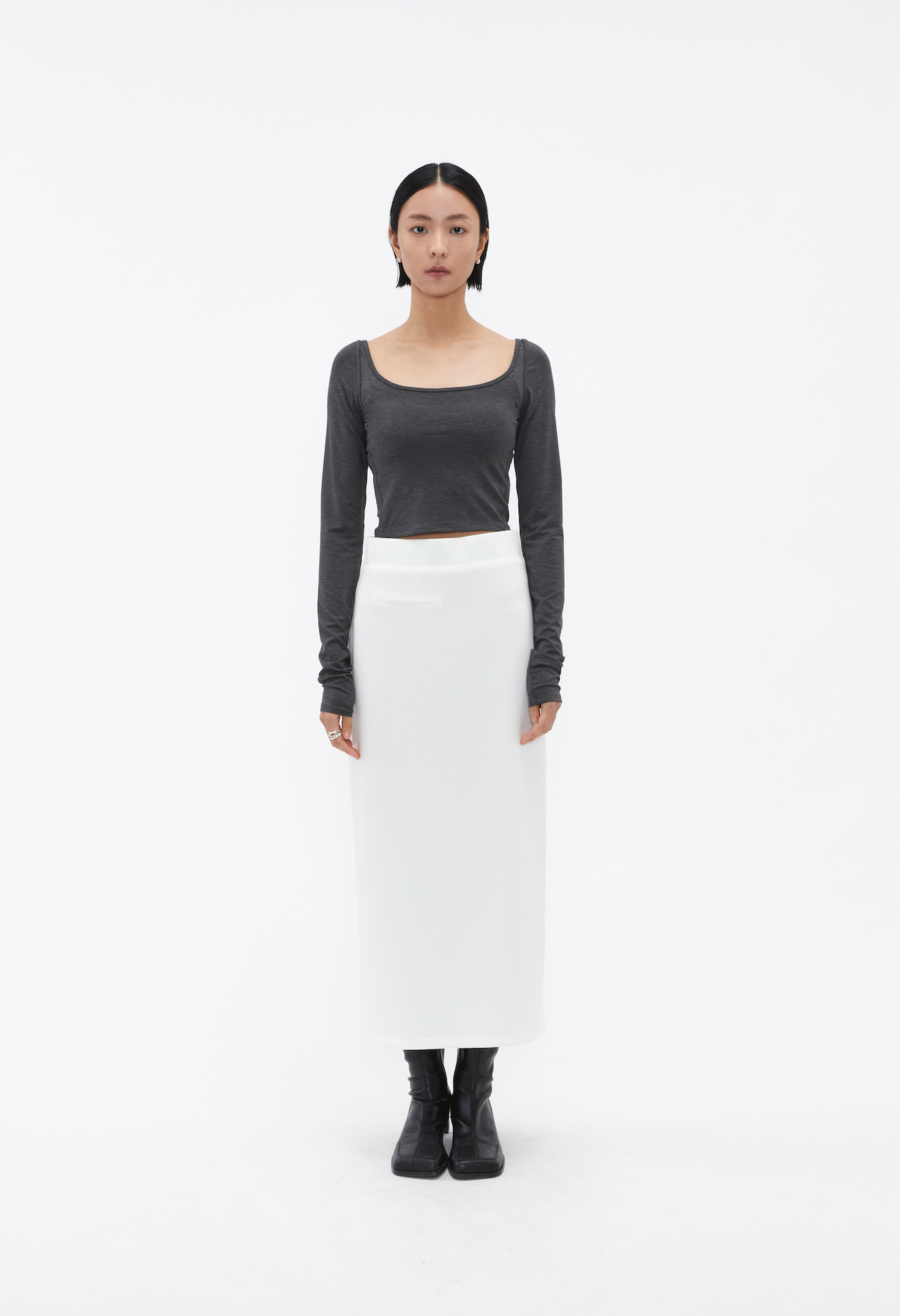Two-ways Split Skirt In White