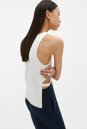 Cut-Out Asymmetric Tank Top In Off White