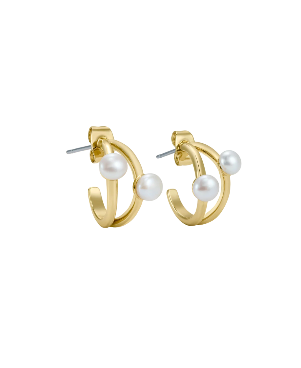 Capucine 雙層裝飾珍珠圈形耳環