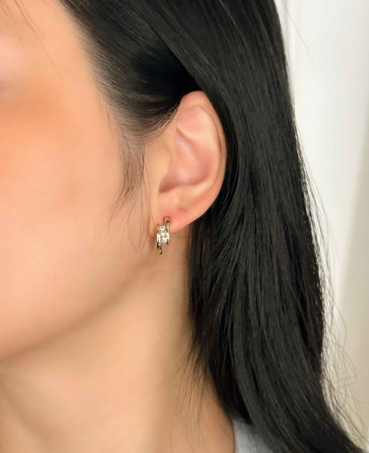 Maribel Pearl Half Hoop Earrings