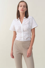 Slim Ruched Shirt In White