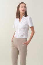 Slim Ruched Shirt In White