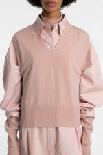 Crop Knit Vest In Pink