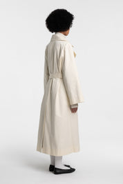 Flap Pocket Belted Coat In Ivory