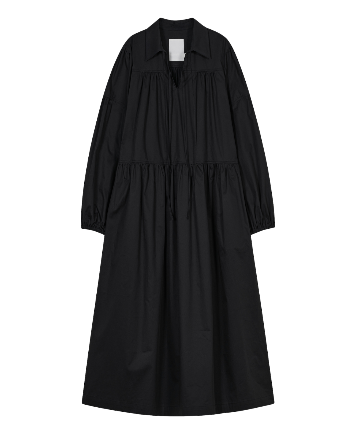V-neck Double Tie Dress In Black