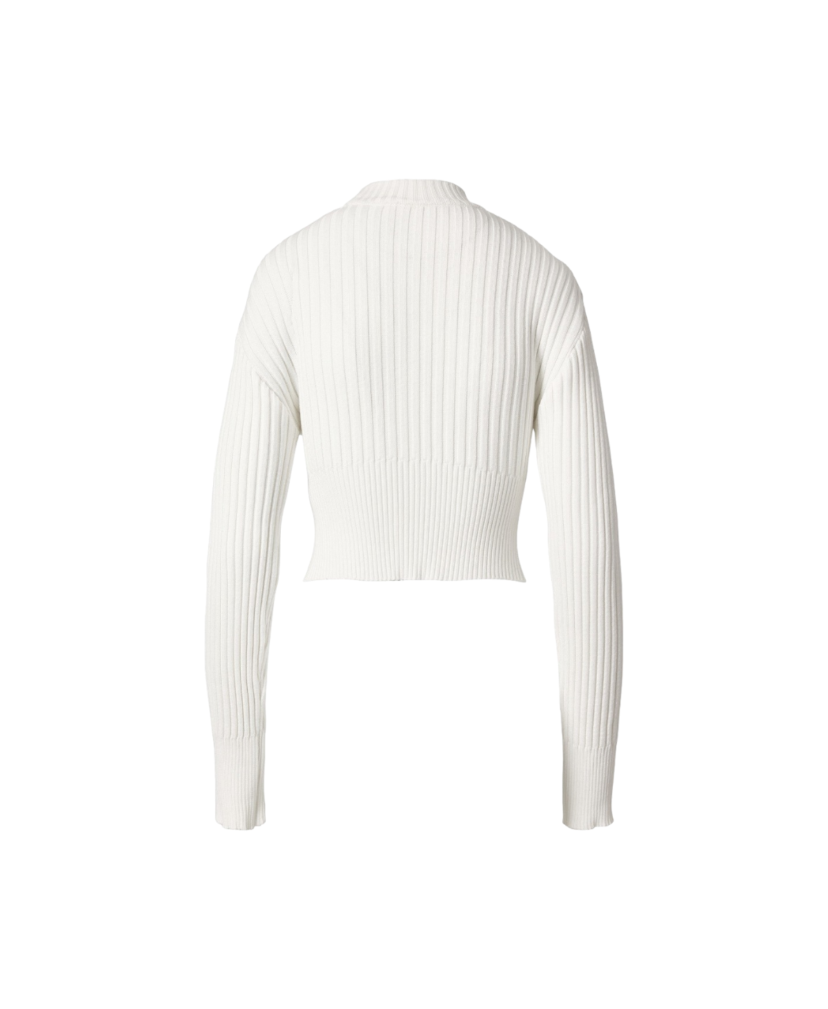 白色交叉鏤空羅紋針織毛衣