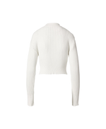 Cross-Cutout Ribbed-Knit Sweater In White