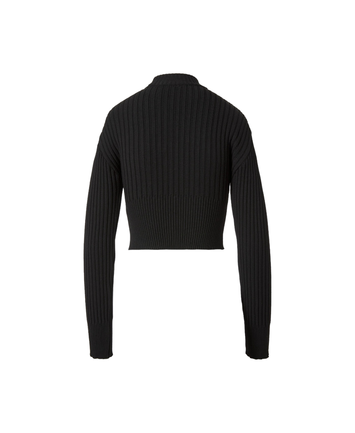 黑色交叉鏤空羅紋針織毛衣