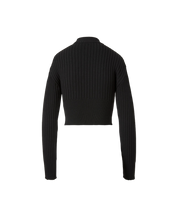 黑色交叉鏤空羅紋針織毛衣