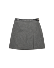 Leather Point A-line Mini Skirt In Charcoal Grey