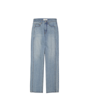 淺藍色線性直筒牛仔褲