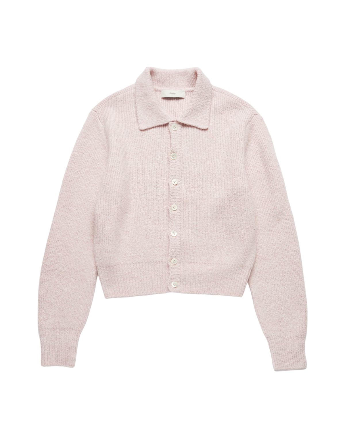 Unisex Open Collar Boucle Knit Cardigan In Soft Pink