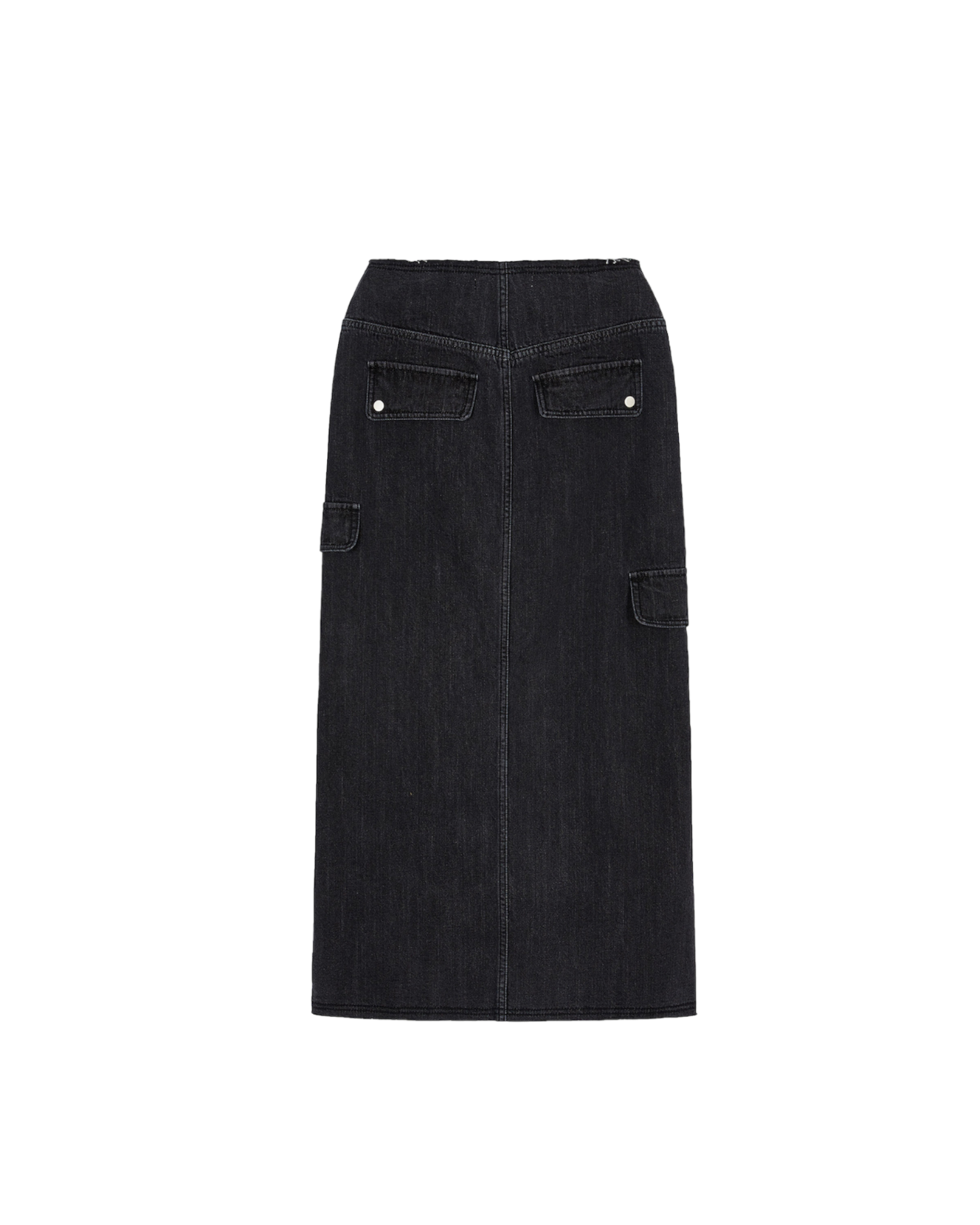 Denim Midi Skirt In Black