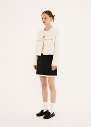 Button Tweed Jacket In Ivory