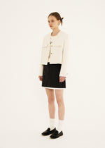 Button Tweed Jacket In Ivory