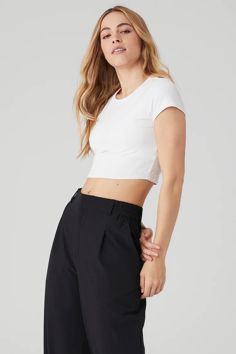 Alosoft Crop Finesse Short Sleeve In White