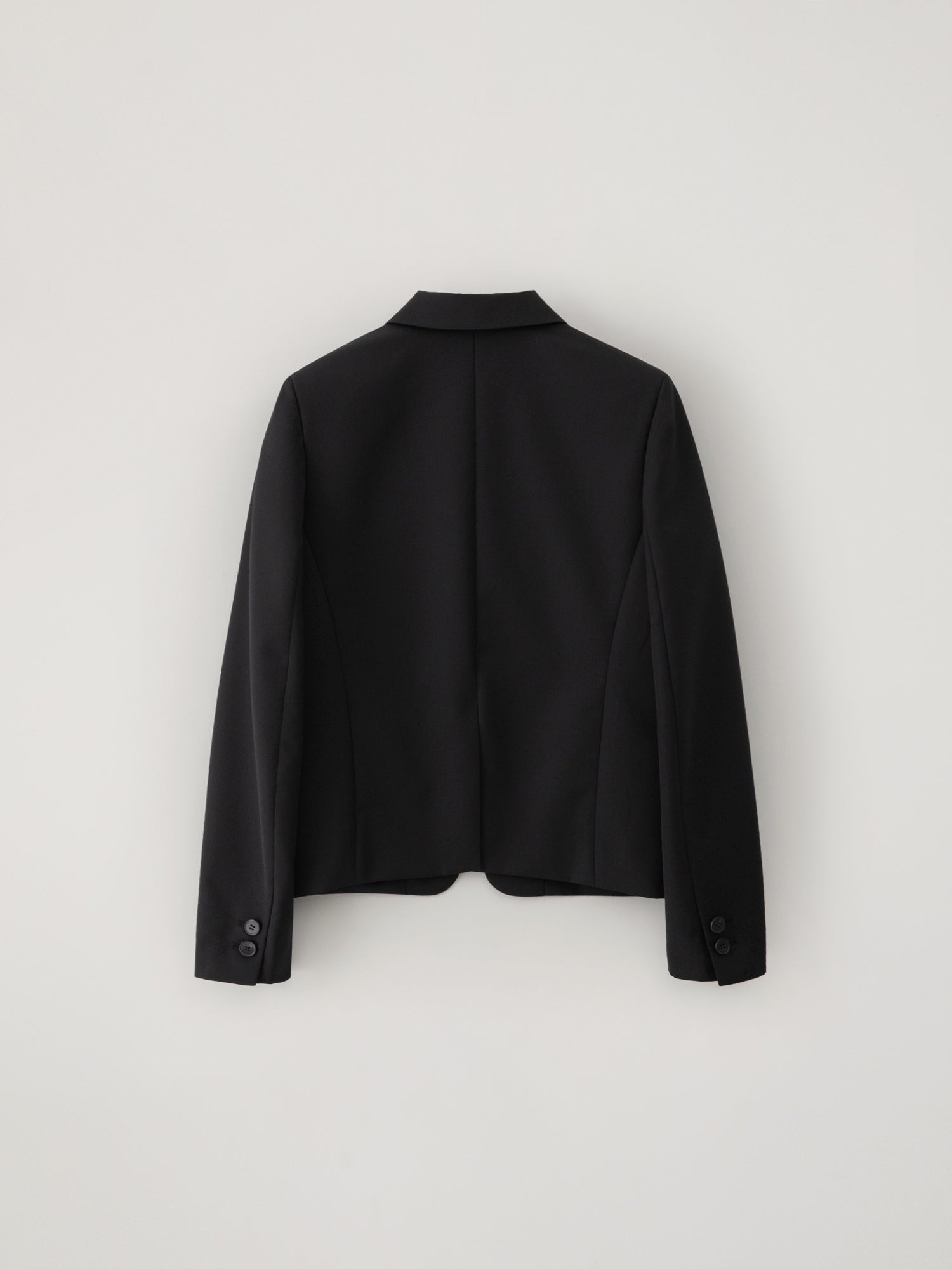 黑色羊毛絲質剪裁夾克