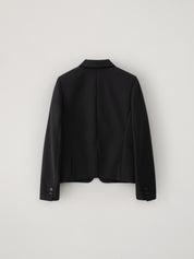 黑色羊毛絲質剪裁夾克