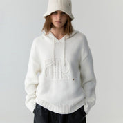 Appliqué Hoodie Pullover In Ivory