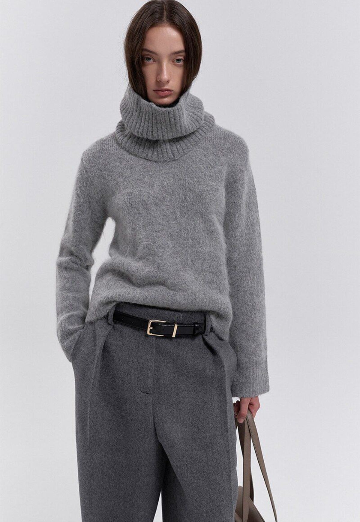 Mondell 灰色羊駝毛針織暖套頭衫