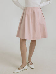 Unbalance Tuck Skirt In Light Pink