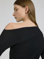 One-shoulder Knit In Black