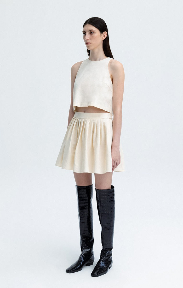 Milton Pleated Mini Skirt In Ivory