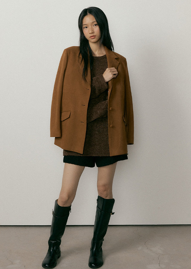 Suede Single Jacket In Brown