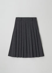 Wool Pleated Midi Skirt In Charcoal