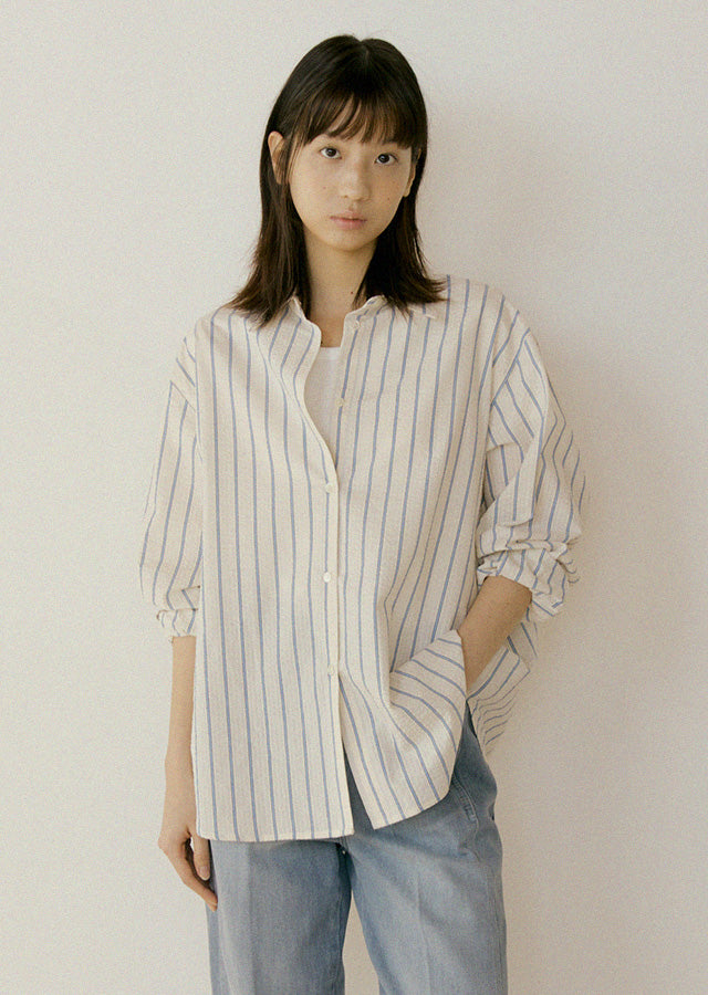 Stripe Poplin Shirt In Cream