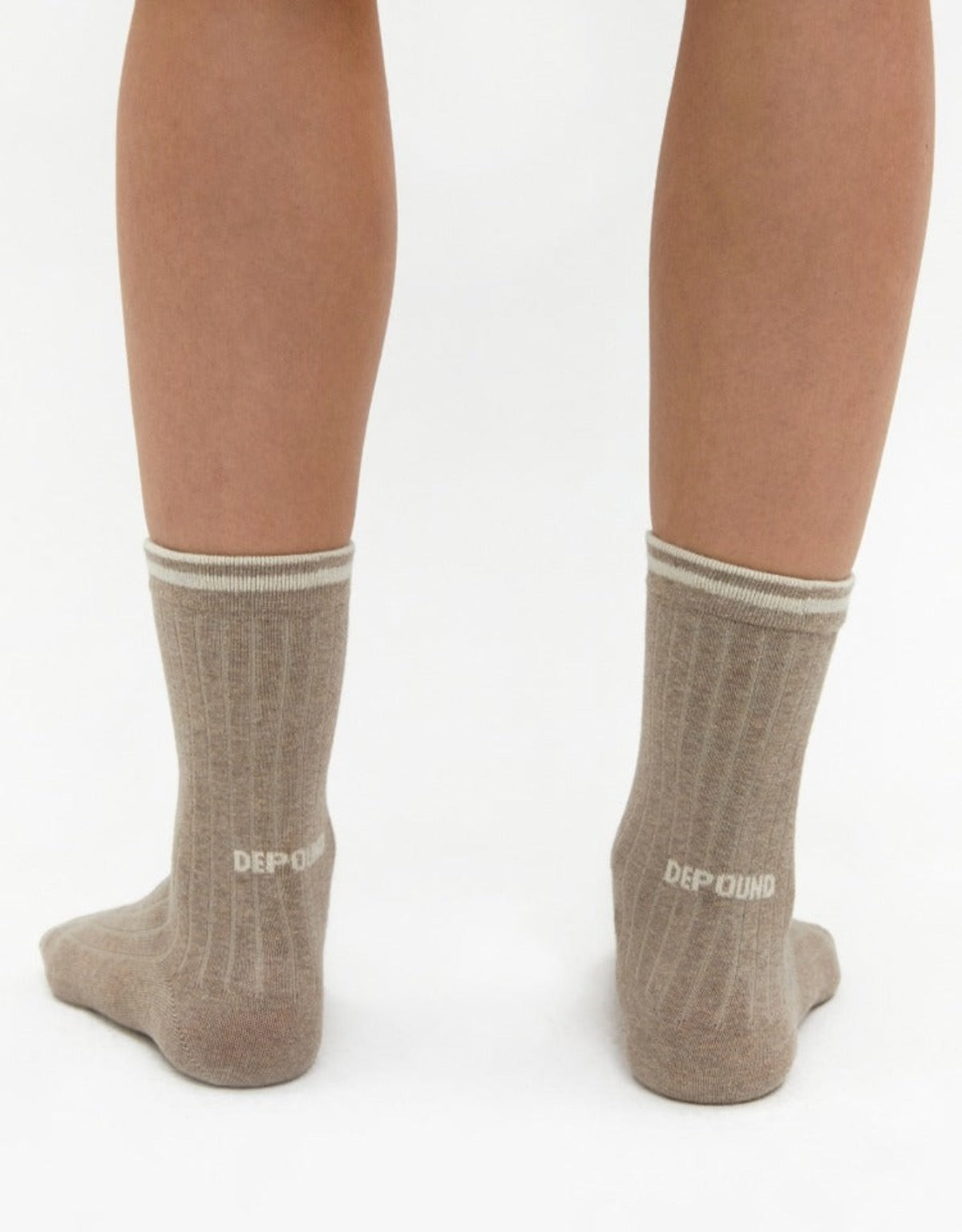 Logo Stripe Socks In Melange Brown